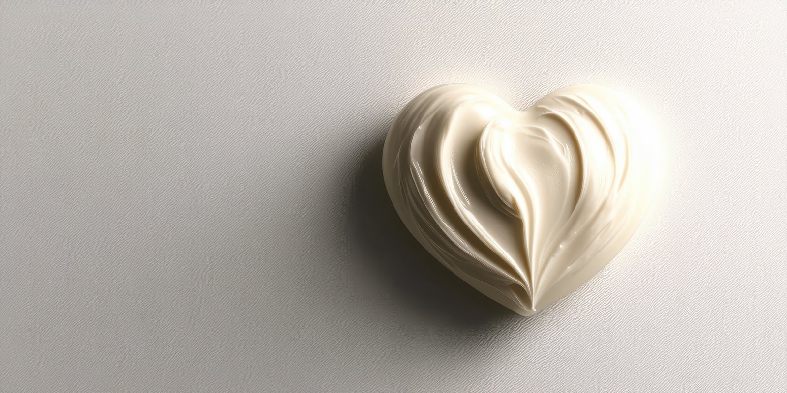 Creamy heart-shaped design crafted from whipped texture on a solid background capturing a moment of culinary artistry
